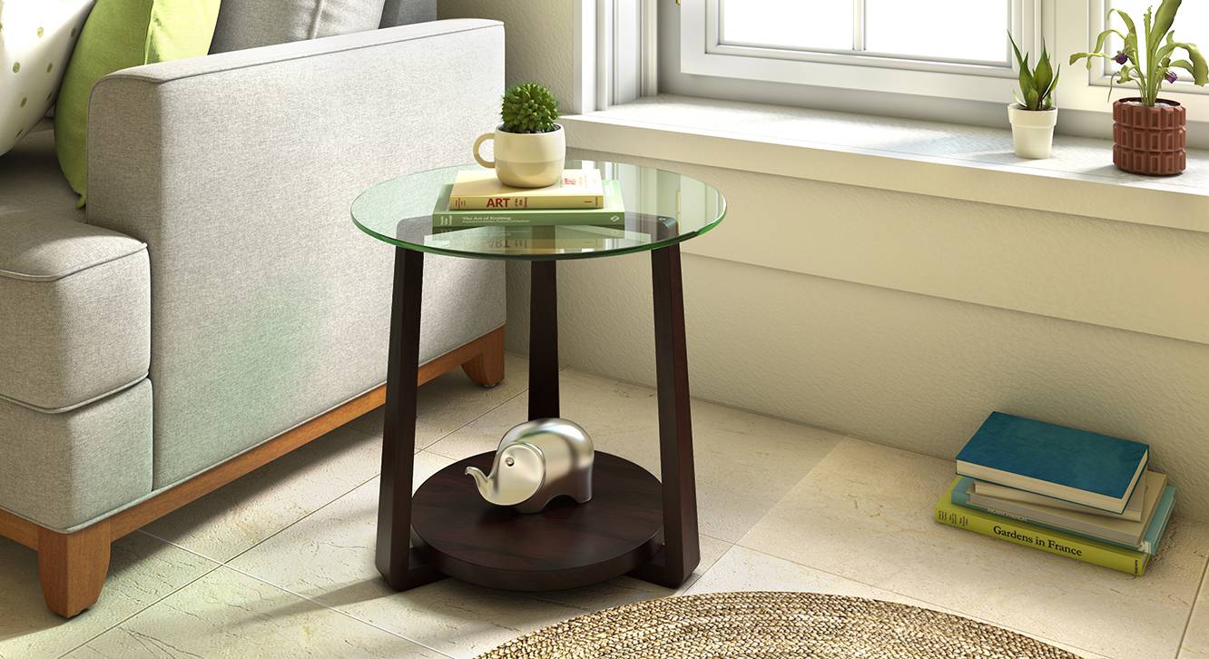 Jones Glass Top Side Table